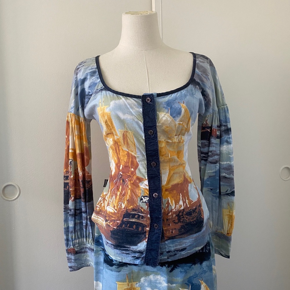 Moschino Jeans pirate ship print button up 🏴‍☠️